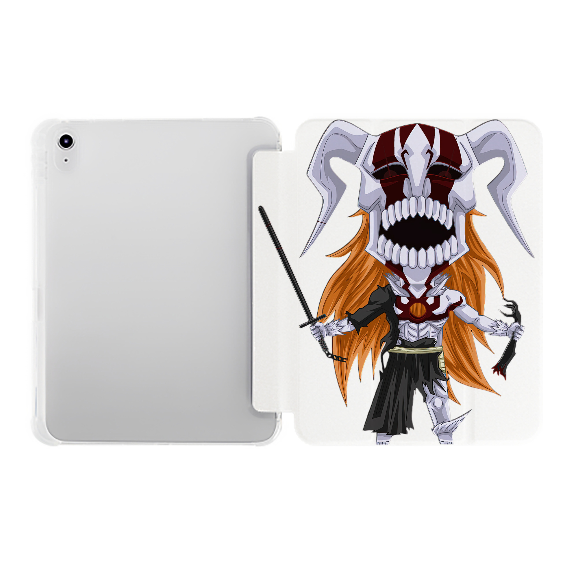 （画像用） ブリーチ 黒崎一護（くろさき いちご）BLEACH Kurosaki Ichigo IPad ケース ペン収納付き 三つ折りスタンド PUレザー×シリコン 対応機種9.5/10.5/10.9インチ